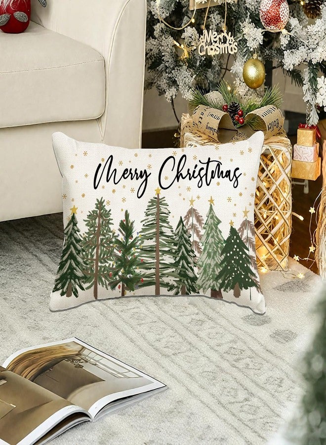 Baccessor Merry Christmas Pillow Cover 12x20 Inch, Xmas Trees Lumbar Pillow Case Christmas Winter Decoration for Cushion Sofa Couch Indoor Outdoor 1 Piece - Image 3